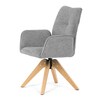 DCH-C2148 SIL2 - Jedálenská stolička s lakťovými opierkami, svetlo šedá vodeodpudivá látka, dubové nohy, otočná 360°