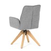 DCH-C2148 SIL2 - Jedálenská stolička s lakťovými opierkami, svetlo šedá vodeodpudivá látka, dubové nohy, otočná 360°