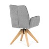 DCH-C2148 SIL2 - Jedálenská stolička s lakťovými opierkami, svetlo šedá vodeodpudivá látka, dubové nohy, otočná 360°