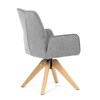 DCH-C2148 SIL2 - Jedálenská stolička s lakťovými opierkami, svetlo šedá vodeodpudivá látka, dubové nohy, otočná 360°