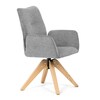 DCH-C2148 SIL2 - Jedálenská stolička s lakťovými opierkami, svetlo šedá vodeodpudivá látka, dubové nohy, otočná 360°