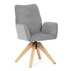 DCH-C2148 SIL2 - Jedálenská stolička s lakťovými opierkami, svetlo šedá vodeodpudivá látka, dubové nohy, otočná 360°