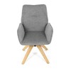 DCH-C2148 SIL2 - Jedálenská stolička s lakťovými opierkami, svetlo šedá vodeodpudivá látka, dubové nohy, otočná 360°