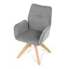 DCH-C2148 SIL2 - Jedálenská stolička s lakťovými opierkami, svetlo šedá vodeodpudivá látka, dubové nohy, otočná 360°