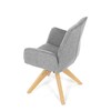 DCH-C2148 SIL2 - Jedálenská stolička s lakťovými opierkami, svetlo šedá vodeodpudivá látka, dubové nohy, otočná 360°