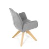 DCH-C2148 SIL2 - Jedálenská stolička s lakťovými opierkami, svetlo šedá vodeodpudivá látka, dubové nohy, otočná 360°