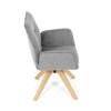 DCH-C2148 SIL2 - Jedálenská stolička s lakťovými opierkami, svetlo šedá vodeodpudivá látka, dubové nohy, otočná 360°