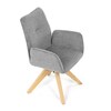 DCH-C2148 SIL2 - Jedálenská stolička s lakťovými opierkami, svetlo šedá vodeodpudivá látka, dubové nohy, otočná 360°