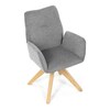 DCH-C2148 SIL2 - Jedálenská stolička s lakťovými opierkami, svetlo šedá vodeodpudivá látka, dubové nohy, otočná 360°