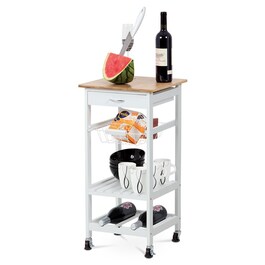 DR-044 - Regál policový na kolieskach, kostra MDF, vrchná doska bambus.