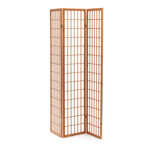 EF-E803 NAT - Paraván drevený 3 dielny, masív smrek, biela netkaná textília, prírodný odtieň