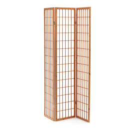 EF-E803 NAT - Paraván drevený 3 dielny, masív smrek, biela netkaná textília, prírodný odtieň