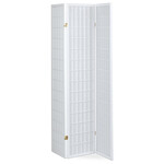 EF-E803 WT - Paraván drevený 3 dielny, masív smrek, biela netkaná textília, biely matný lak