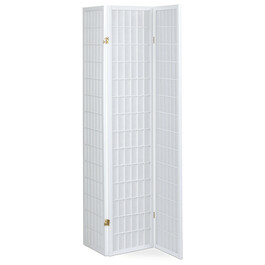 EF-E803 WT - Paraván drevený 3 dielny, masív smrek, biela netkaná textília, biely matný lak