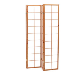 EF-E804 NAT - Paraván drevený 4 dielny, masív smrek, biela netkaná textília, prírodný odtieň