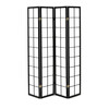 EF-E804 BK - Paraván drevený 4 dielny, masív smrek, biela netkaná textília, čierny matný lak