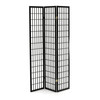 EF-E803 BK - Paraván drevený 3 dielny, masív smrek, biela netkaná textília, čierny matný lak