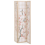 EF-L185 NAT - Paraván drevený 3 dielny, masív smrek, biela netkaná textília, prírodný odtieň