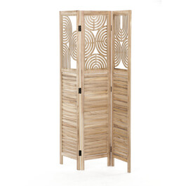 EF-L175 NAT - Paraván drevený 3 dielny, masív smrek, prírodný odtieň