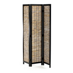 EF-L174 BK - Paraván drevený 3 dielny, masív smrek, čierny