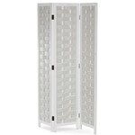 EF-L186 WT - Paraván drevený 3 dielny, masív smrek, biely