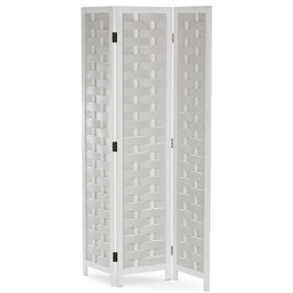 EF-L186 WT - Paraván drevený 3 dielny, masív smrek, biely