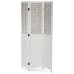 EF-L145 WT - Paraván drevený 3 dielny, masív smrek, biely