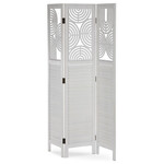 EF-L175 WT - Paraván drevený 3 dielny, masív smrek, biely