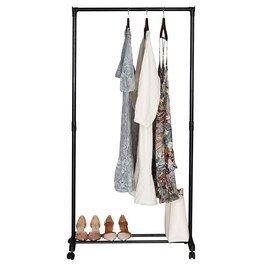 GD-157 BK - Stojan na šaty, jednoramenný, čierna farba, kov / plast