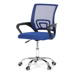 KA-L103 BLUE - Kancelárska stolička, poťah modrá látka MESH a sieťovina MESH, výškovo nastaviteľná, kovový chrómovaný kríž