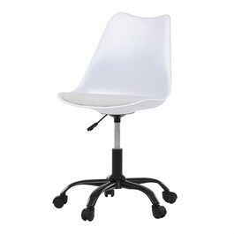 KA-X7055 WT - Stolička kancelárska, biela plastová škrupina, sedák biela látka, kovový kríž