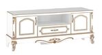 BABYLON luxusný televízny stolík stolík, biela/zlatá