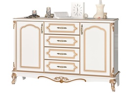 BABYLON luxusná komoda, farba biela/zlatá