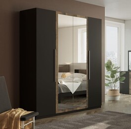 AGADIR šatníková skriňa 4DZ, antracit/dub grunge colonial