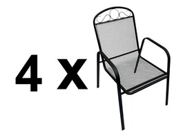 Záhradné kovové kreslo BRUSEL čierne (4 ks)