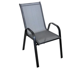 Záhradné kovové kreslo DARMA čierna/tm. šedá látka