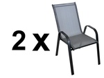Záhradné kovové kreslo 2 ks DARMA čierna/tm. šedá látka