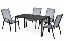 Záhradná zostava BADEN M + 4x DARMA čierna/sivá