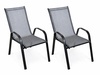 Záhradné kovové kreslo 2 ks DARMA čierna/tm. šedá látka