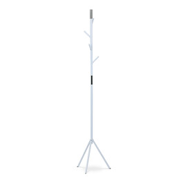 80001-01 WT - Vešiak stojanový, výška 179 cm, kovová konštrukcia, biely matný lak, nosnosť 6 kg