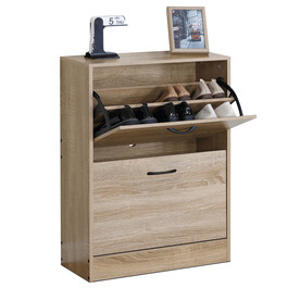 ABO-G1014 OAK - Botník, 2 priehradky, dekor dub, MDF