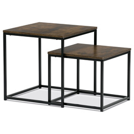 AF-076 OLW - Set 2 ks odkladacích stolíkov, MDF, dekor divoký dub, kov, čierny lak