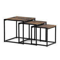 AF-3003 OLW - Set 3 ks odkladacích stolíkov, MDF, dekor staré drevo, kov, čierny lak