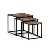 AF-3003 OLW - Set 3 ks odkladacích stolíkov, MDF, dekor staré drevo, kov, čierny lak