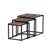 AF-3003 OLW - Set 3 ks odkladacích stolíkov, MDF, dekor staré drevo, kov, čierny lak