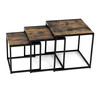 AF-3003 OLW - Set 3 ks odkladacích stolíkov, MDF, dekor staré drevo, kov, čierny lak