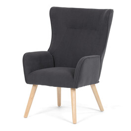 AK-314 GREY2 - Kreslo, poťah šedá menčestrová látka, drevené nohy, masív kaučukovník