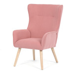 AK-314 PINK2 - Kreslo, poťah ružová menčestrová látka, drevené nohy, masív kaučukovník