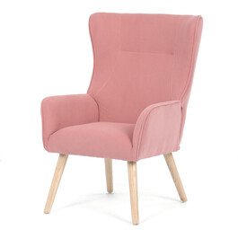 AK-314 PINK2 - Kreslo, poťah ružová menčestrová látka, drevené nohy, masív kaučukovník