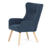 AK-314 BLUE2 - Kreslo, poťah modrá menčestrová látka, drevené nohy, masív kaučukovník